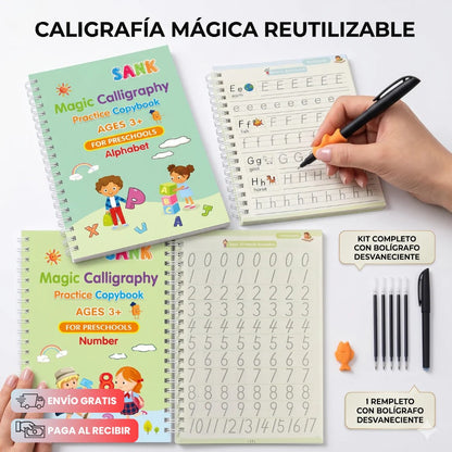 SANK™ Set de Cuadernos Reutilizables Montessori Magic para Escritura